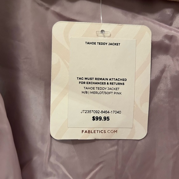 NWT Fabletics Tahoe Teddy Jacket in Merlot & Soft Pink - Picture 5 of 7